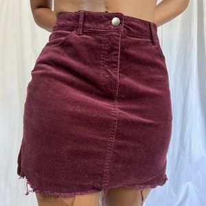 Maroon skirt with distressed ends